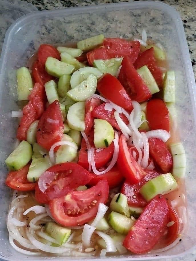 Refreshing Cucumber, Onion, and Tomato Salad